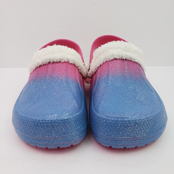 Rampage Girls Size 13/1 Fuchsia Pink Glitter Sparkle Lined Slip On Clog Shoes - Picture 3 of 14